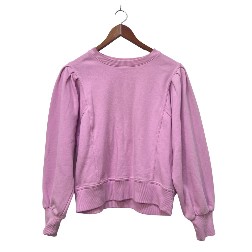 A New Day Women Orchid Pink Puff Sleeve Sweatshirt Pleated Shoulder Pullover S